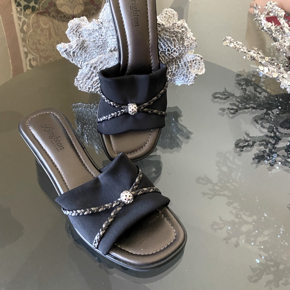 Brighten Slides Silver black Cushion soles Comfortable